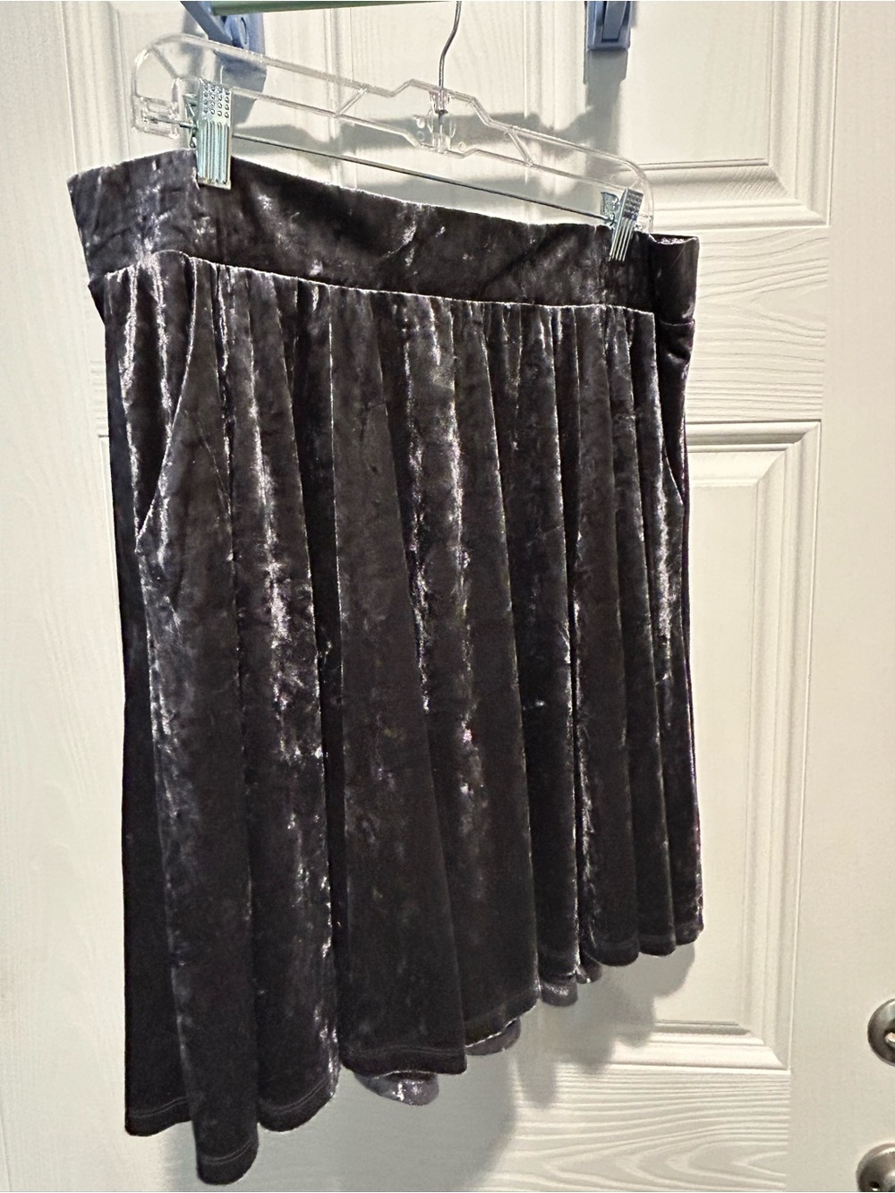 torrid Charcoal/slightly periwinkle Velvet Pleated Skater Skirt